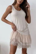 Wine Country Lace Bottom Tank Dress