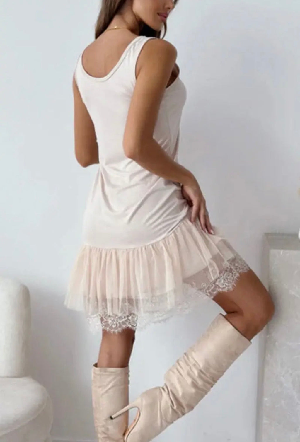 Wine Country Lace Bottom Tank Dress