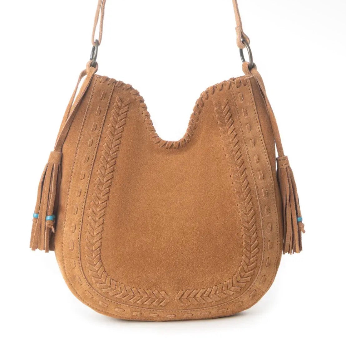 Savannah Leather Bag w/Turquoise Fringe