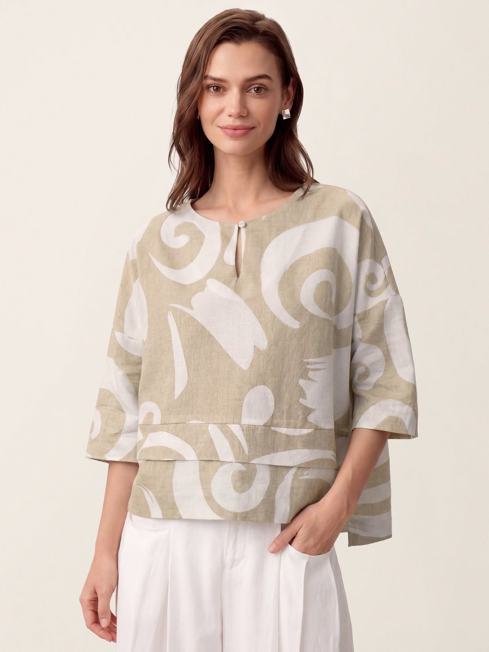 Linen Layered Asymmetric Top NOREEN (online only)