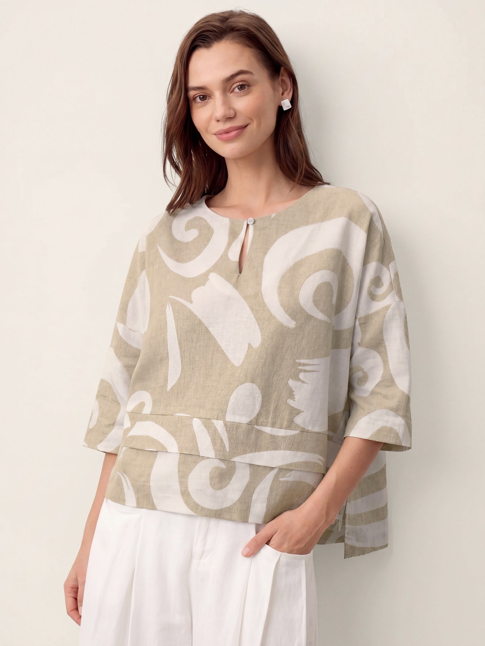 Linen Layered Asymmetric Top NOREEN (online only)