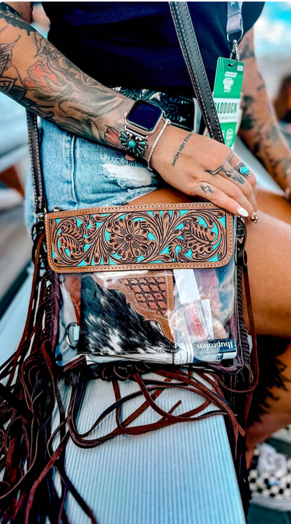 Hand Tooled Clear Cross Body