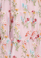 Margaret Floral Embroidered Midi Dress Pink (online only)