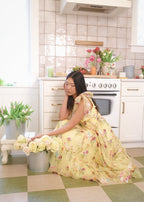 Margaret Floral Embroidered Midi Dress Yellow (online only)