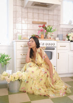 Margaret Floral Embroidered Midi Dress Yellow (online only)