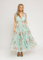 Margaret Floral Midi Dress Green (online only)