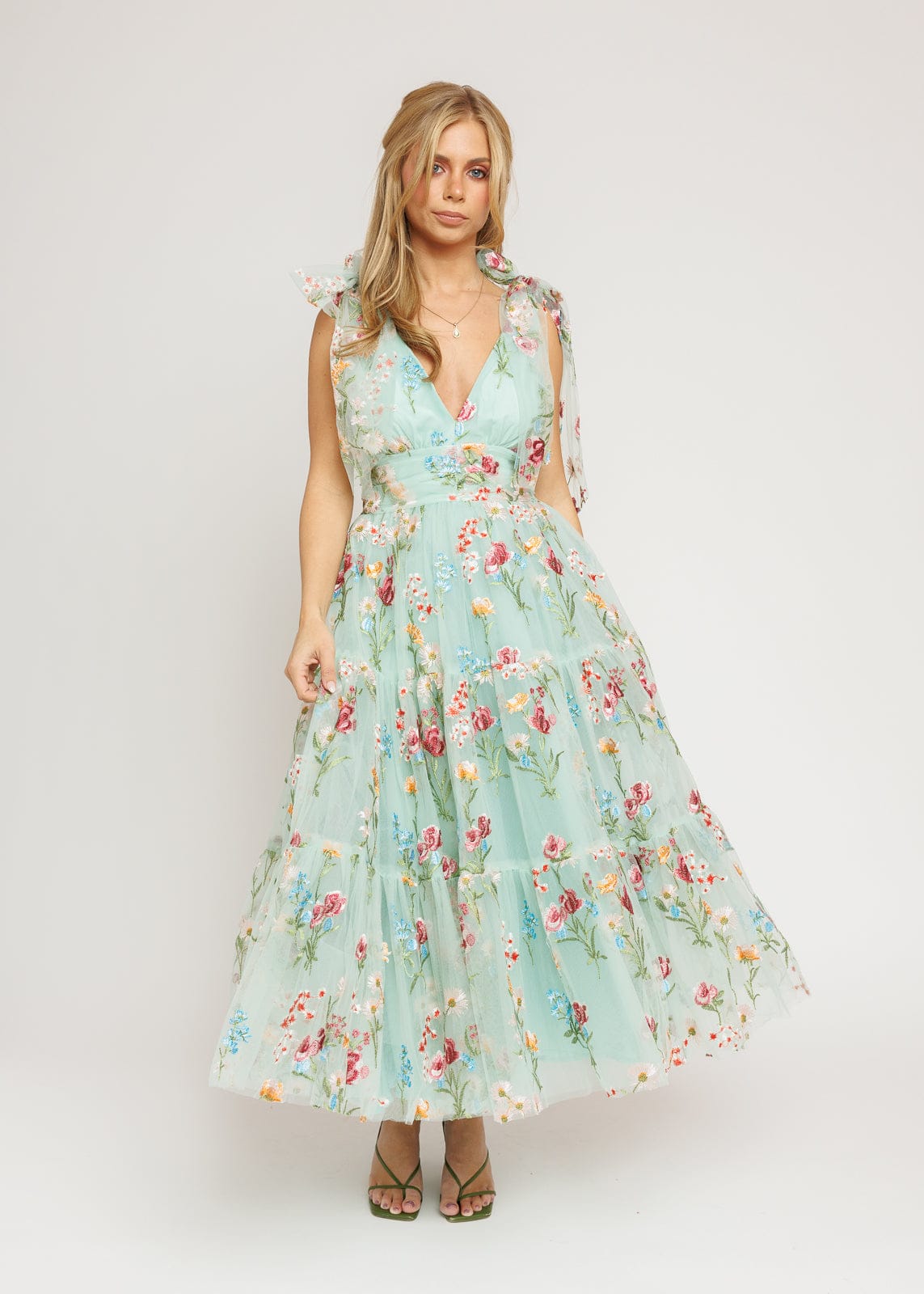 Margaret Floral Midi Dress Green (online only)