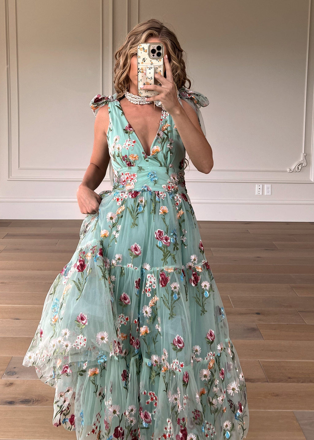 Margaret Floral Midi Dress Green (online only)