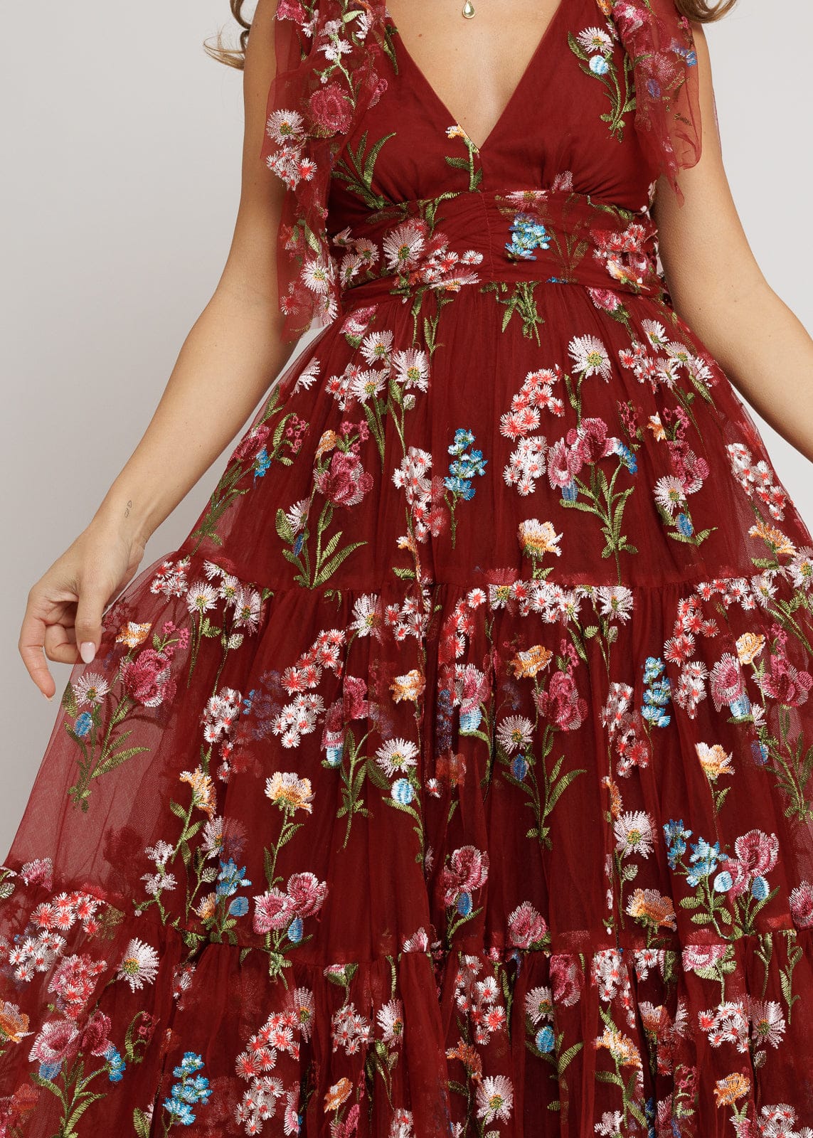 Margaret Floral Midi Dress Red (online only)