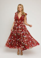 Margaret Floral Midi Dress Red (online only)