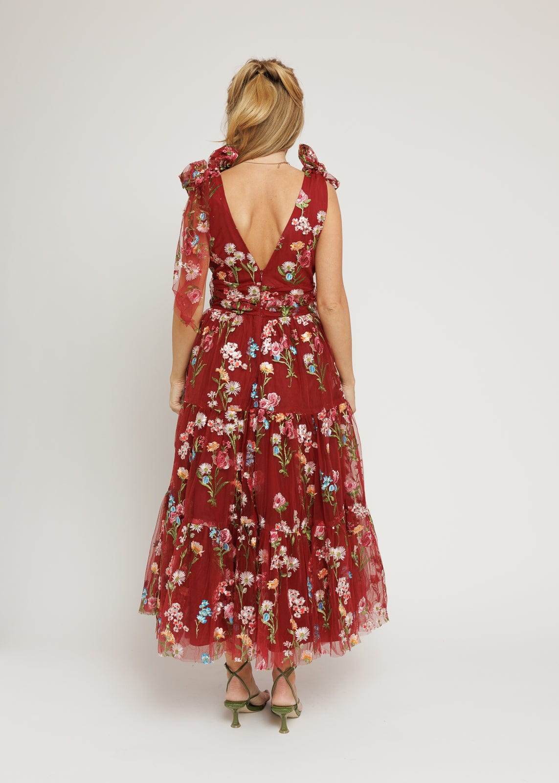 Margaret Floral Midi Dress Red (online only)