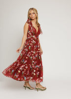 Margaret Floral Midi Dress Red (online only)