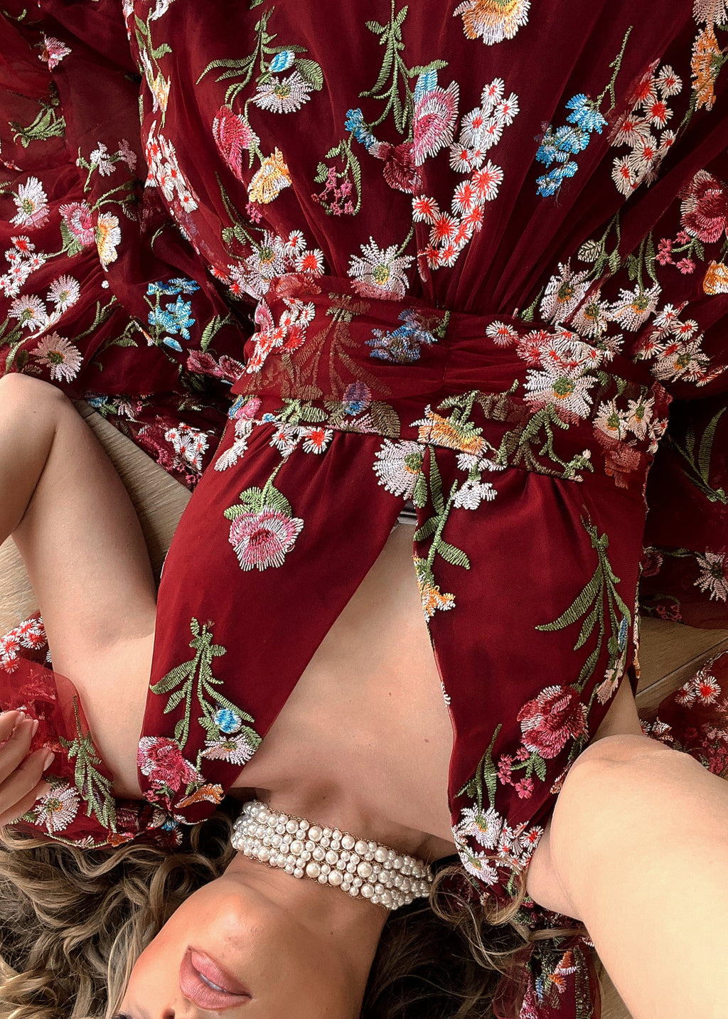 Margaret Floral Midi Dress Red (online only)