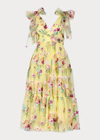 Margaret Floral Embroidered Midi Dress Yellow (online only)