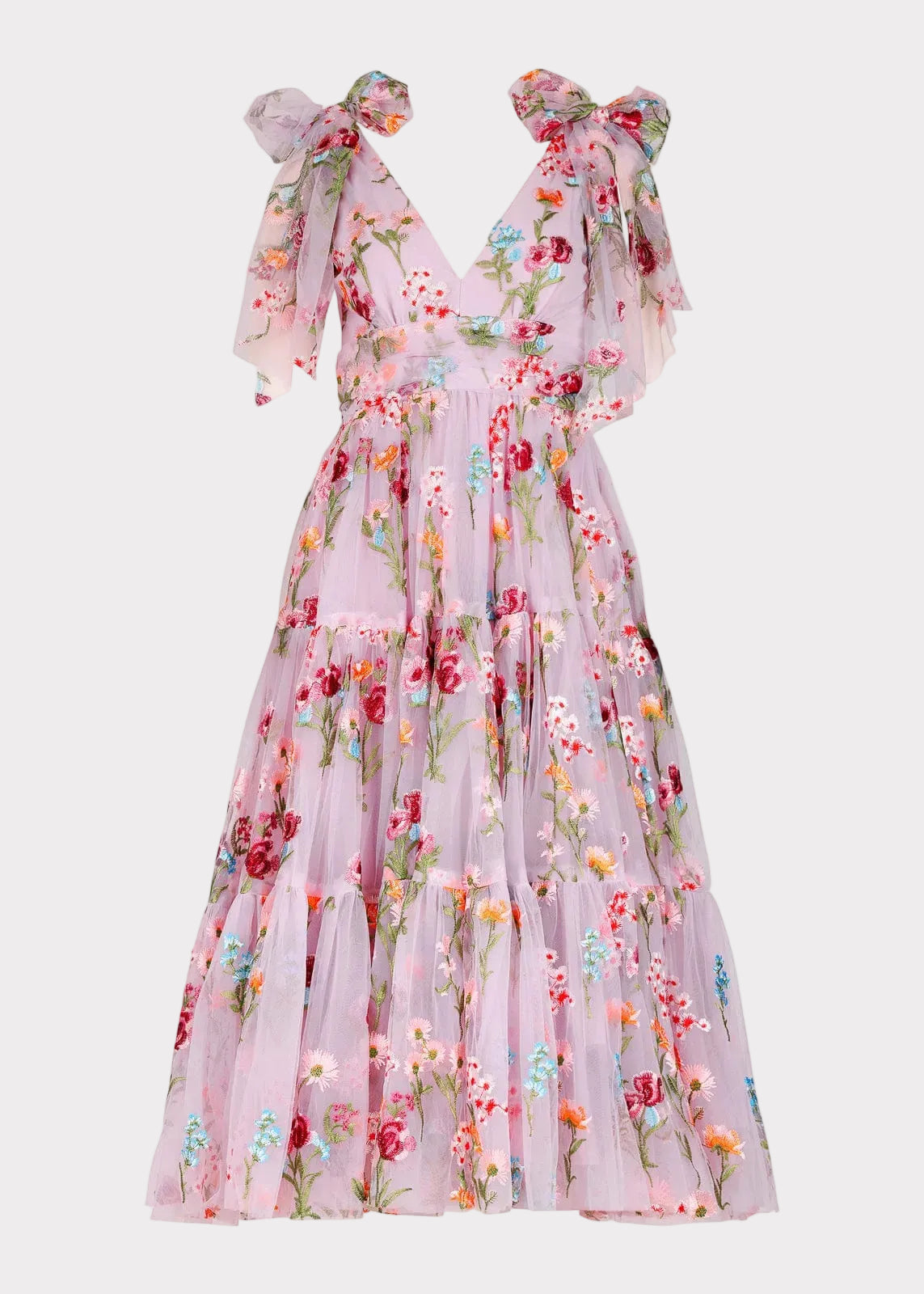 Margaret Floral Embroidered Midi Dress Pink (online only)