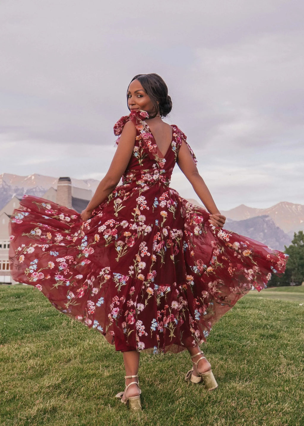 Margaret Floral Midi Dress Red (online only)