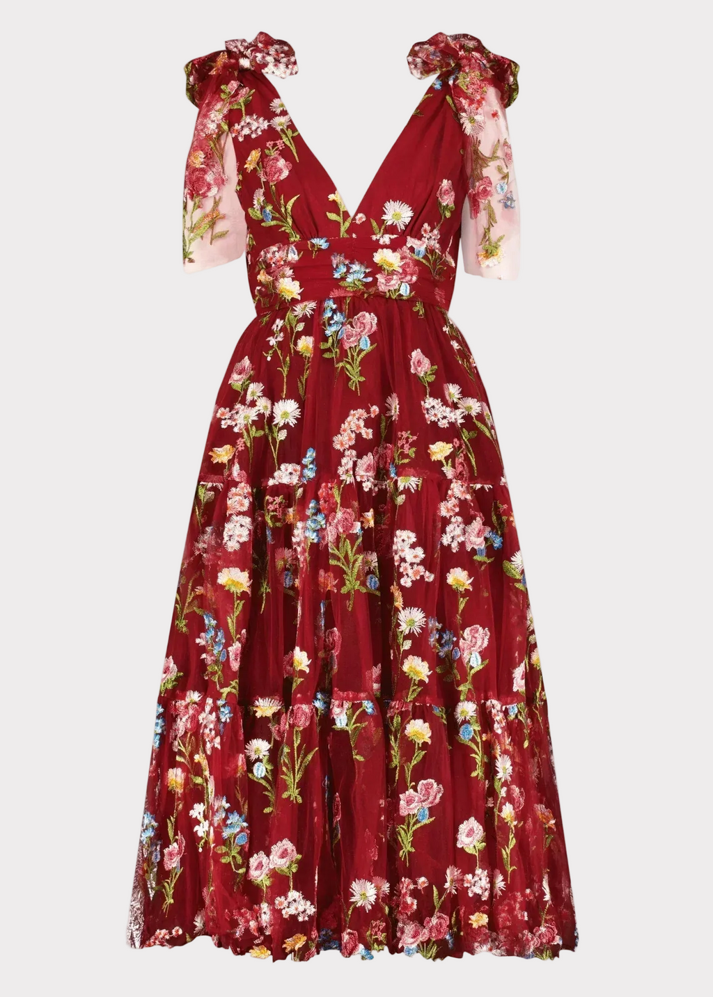 Margaret Floral Midi Dress Red (online only)