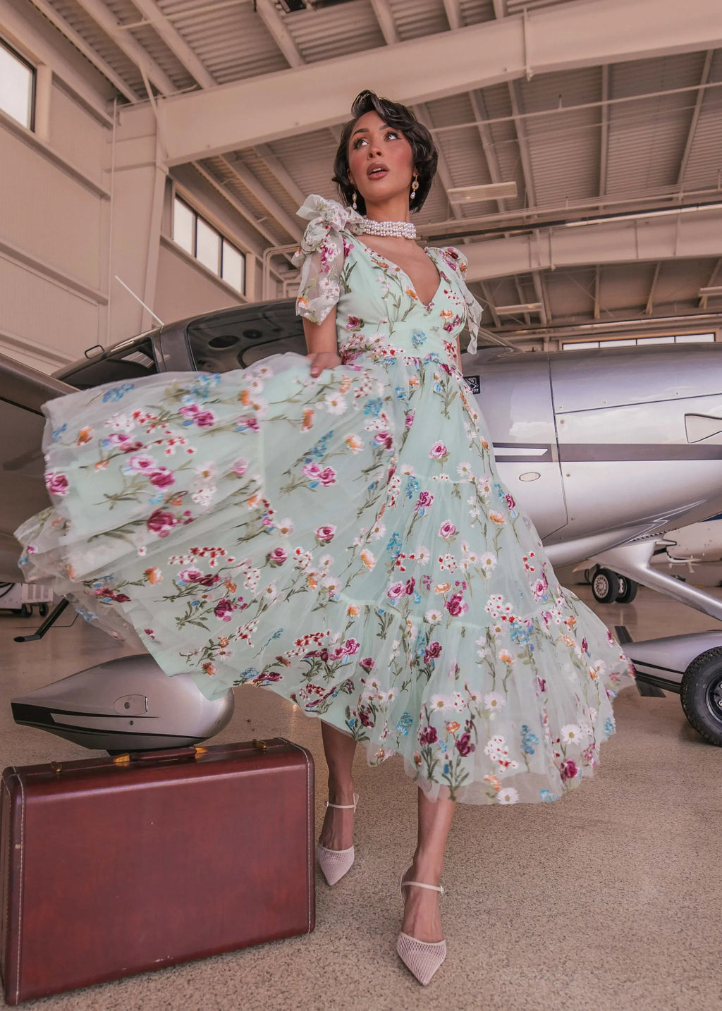 Margaret Floral Midi Dress Green (online only)