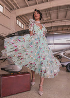 Margaret Floral Midi Dress Green (online only)