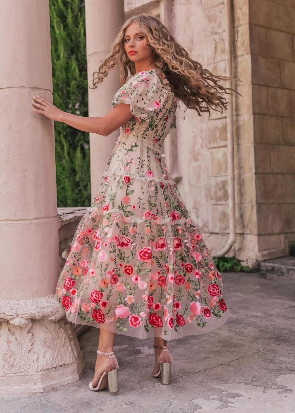 Rose Dress Midi - Cream (online only)