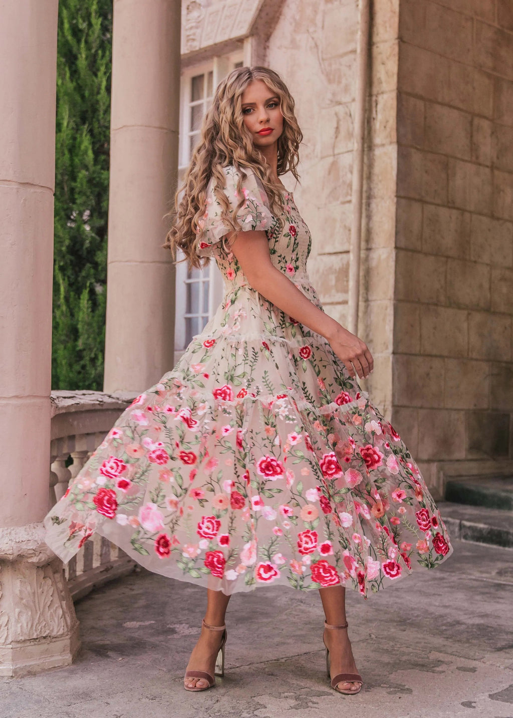 Rose Dress Midi - Cream (online only)